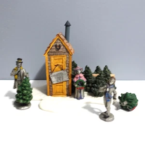 Hudson Pewter Winter Village Christmas Tree Shed With Figurines - Picture 1 of 13