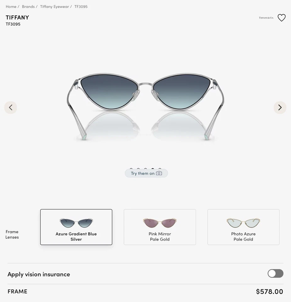 Gafas de sol para mujer Tiffany & Co. TF-3095 azul degradado azul Foto 1 de 4