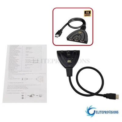 Fit PS4 Xbox HDTV 3 Port HDMI Splitter Cable 1080P Switch Switcher HUB Adapter - Image 1 of 4