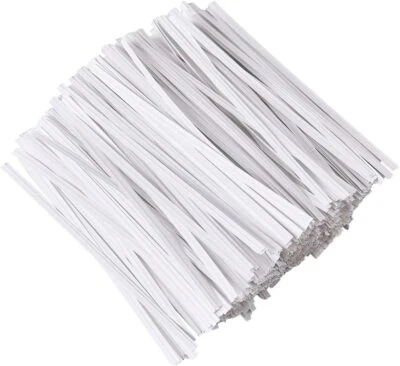 500 Pcs 5White Paper Twist Ties Reusable Bread Ties for Party Cello Candy Bread - Image 1 of 4