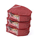 ( 3 PC) Oneside Clear Plastic Clothes Sari Saree Garment Storage cover Bags Red