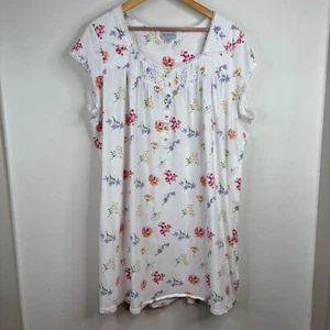 LANZ of Salzburg Nightgown 2X Floral Short Sleeve Cotton Cottagecore Granny Cozy - Picture 1 of 9