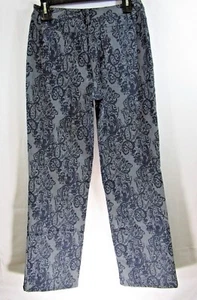 Peck & Peck Women's Weekend Size 6 Grey & Blue Paisley Pattern Pants 5 Pockets  - Picture 1 of 10