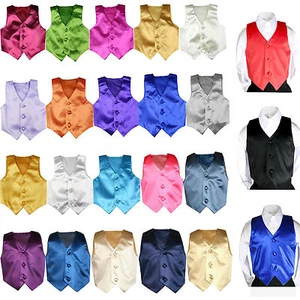 23 Color Pick Satin Vest Only Baby Boys Toddler Teen for Formal Tuxedo Suits S-8 - Picture 1 of 48