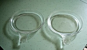 Pyrex 600B Clear Glass Handle Grab It Microwave Lid Dish Plate Set of 2 - Picture 1 of 4