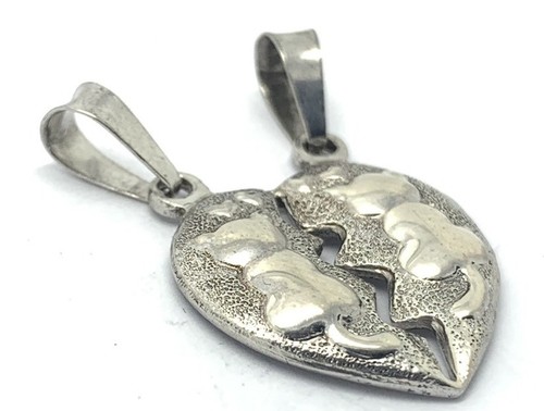 Ciondolo Collana Medaglia Cuore Gattini Divisibile Argento 925 San Valentino
