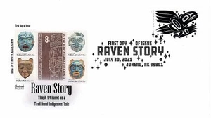 Goodman's Art Cachet 5620 Raven Story Juneau, Alaska Tlingit Art in Stamps #3 - Picture 1 of 1