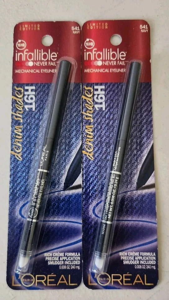 2X L'OREAL Infallible Denim Shades 16H Mechanical Eyeliner 541 Navy Limited - Image 1 of 1
