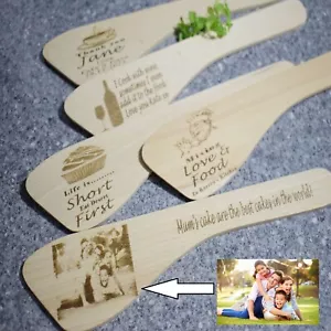New wooden spoon engraved kitchen baking cake mixer gift christmas photo text uk - Picture 1 of 19