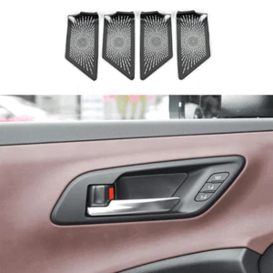 Para Toyota Crown 2023-2024 Negro Acero Puerta Interior Tazón Cuerno Cubierta Altavoz Borde - Imagen 1 de 6