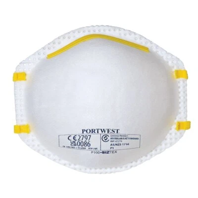 Portwest P100 FFP1 Disposable Masks Respirator Dust Pollen Adjustable - 20 Pack - Image 1 of 4
