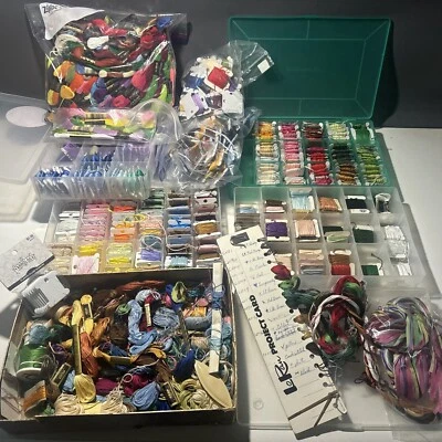 Lot of Embroidery Floss Skeins Cards Lily Coats Clark’s DMC Thread Cross Stitch - Image 1 of 4