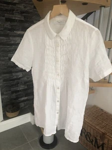 John Lewis White Pure Linen Tunic Blouse Top UK 8 - Picture 1 of 5