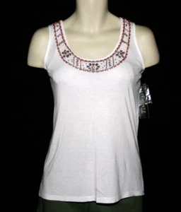 Elementz Tank Top White Embellished Sleeveless Lightweight Pullover Plus 1X NWT - Picture 1 of 3