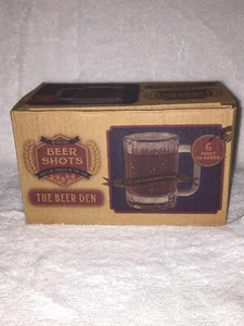 Shots The Beer Den 6 Miniature Shot 2 1/2 Size Glasses Collection NEW - Picture 1 of 9