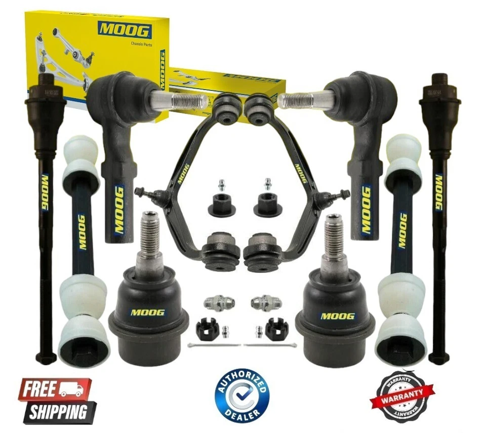 NEW MOOG Front Control Arm & Ball Joint W/ Sway Bar & Tie Rod End 10PCS Set GMC - Image 1 of 1