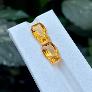 Natural Citrine Bottle Faceted Cut Loose Gemstone Pair For Customize Jewelry - Picture 1 of 4