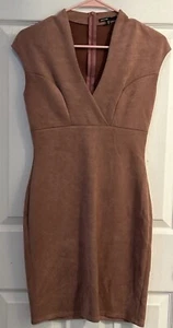 Love Culture Pink Velor Party Dress V-Neck Size S - Picture 1 of 7