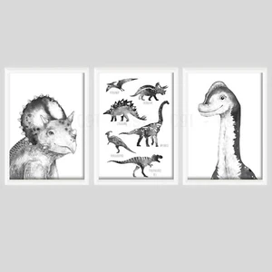 Boys Dinosaur Personalised PRINTS ONLY A4 Nursery Room Blue Green Grey Dino Roar - Picture 1 of 2