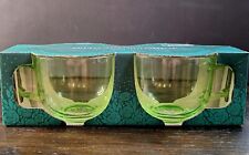 New 2 Piece Seeds And Sunshine Green Clear Glass Teacups In Original Box