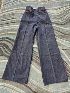 Vintage 1970s Bell Bottom Jeans Girls Juniors 13 24 X 31 Raw Denim - Picture 1 of 9