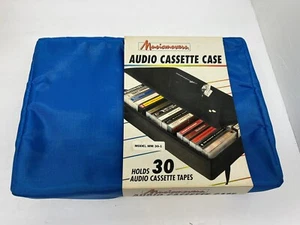 Vintage 90’s Musicmovers Audio Cassette Case Blue  Zipper Holds 30 New Old Stock - Picture 1 of 5