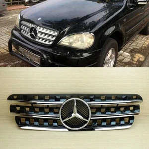 1998-2004 For Mercedes-Benz W163 M-Class Shiny Black / Chrome Front Grille ML320 - Picture 1 of 6