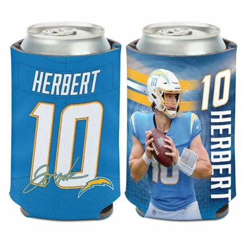 JUSTIN HERBERT LOS ANGELES CHARGERS CAN BOTTLE COOZIE COOLER KOOZIE HOLDER NFL Cover