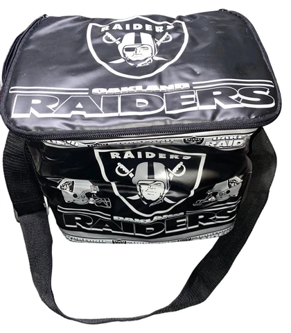 Vintage Oakland Raiders NFL Cooler Soft Sided Insulated Black Silver Cover