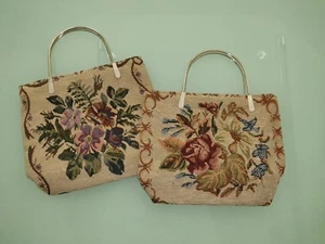 Womens Floral Tapestry Embroidered Bag with Metal Handles - Picture 1 of 7