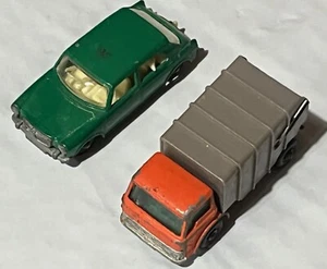 Matchbox Regular Wheel 2 cars: #64 MG 1100 and #7 Refuse Truck - Picture 1 of 5