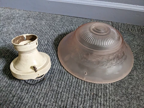 Vintage Moe Light Pink Frosted Shade Flush Mount Ceiling Light Fixture 3-Chain Cover