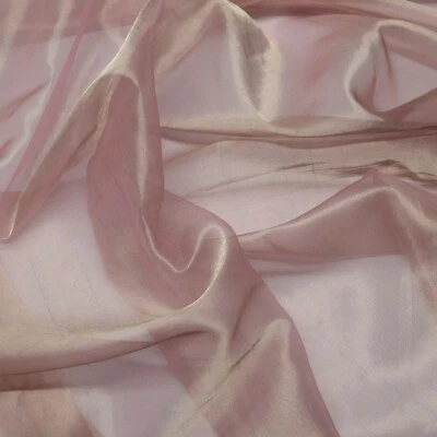 Pink Silver Metallic Silk Organza w/green lines, 44" Wide, By The Yard (TS-7210) - Image 1 of 3
