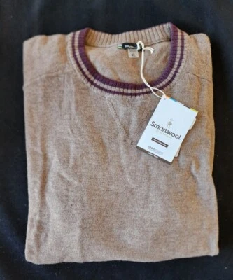 SMARTWOOL MEN'S SPARWOOD CREWNECK SWEATER BROWN SZ L OR XL # SW000300-NWT - Image 1 of 4