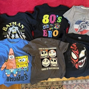 Boys Graphic Tee Shirts Size 8 Medium Lot Marvel Batman Short Sleeve Summer - Picture 1 of 3