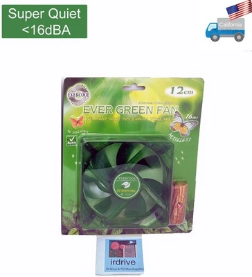 NEW Evercool Quiet 16dBA Ever Green 120mm x 25mm 3pin PC Case Cooling Fan EGF-12 - Image 1 of 4
