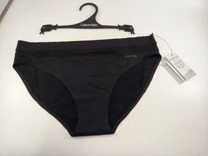 Calvin Klein Black Stretchy Ladies Briefs Bikini Style Semi Sheer Size M BNWT - Picture 1 of 9