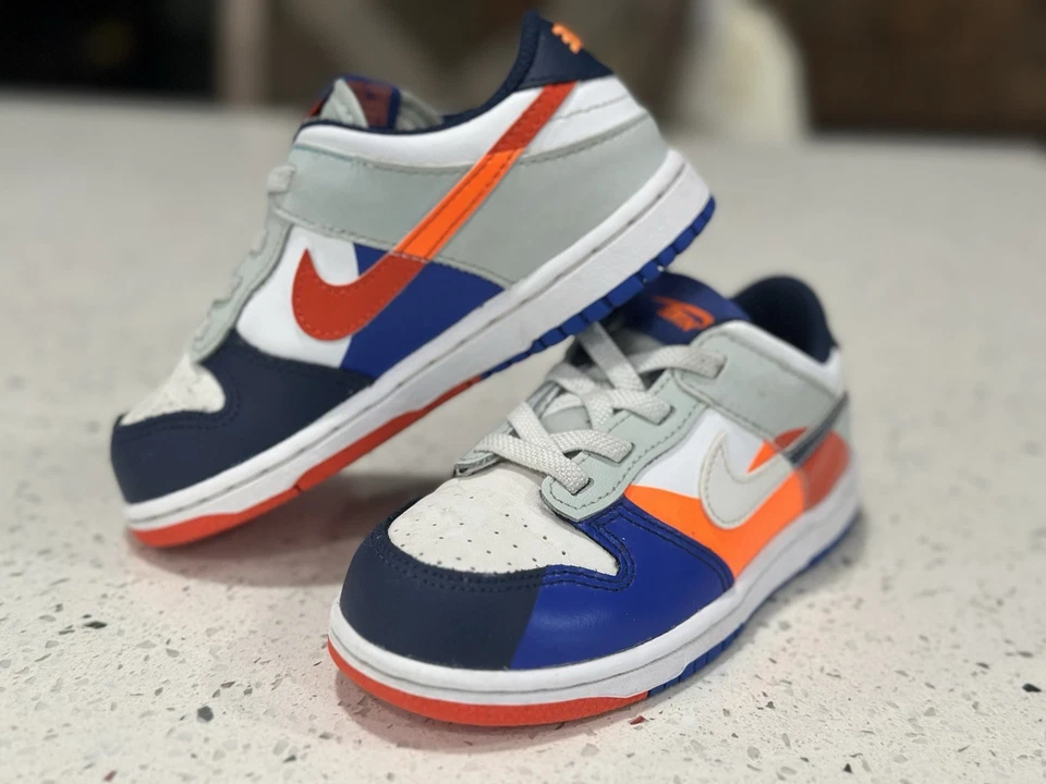 Nike Dunk Low SE "Upside Down" infantil 10C laranja azul branco - Imagem 1 de 4