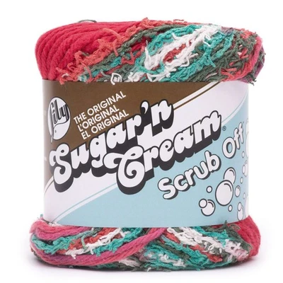 SPINRITE Lily Sugar'n Cream Yarn - Scrub Off-Holly Jolly - 6 Pack