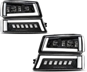 Faros proyectores LED negros Avalanche para Chevy Silverado 2002-06 2003-07 - Imagen 1 de 7
