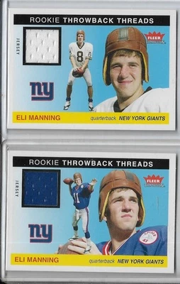 2 count 2004 Fleer Tradition Throwback Threads ELI MANNING RC Rookie Jersey lot  - Image 1 of 2