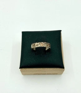 Anillo de plata de ley 925 con punta - estampado de mariposa u hoja natural - Imagen 1 de 6