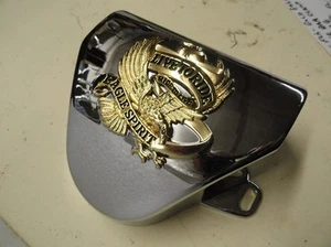 FL-PANHEAD-SHOVELHEAD "NEW REPO" CHROME HANDLEBAR COVER W/ GOLD EAGLE EMBLEM - Picture 1 of 4