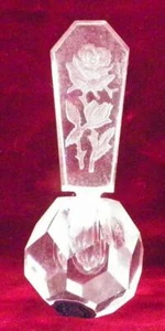 Art Glass Perfume Bottle Crystal Rose Stopper Irice Japan #21 - Picture 1 of 7