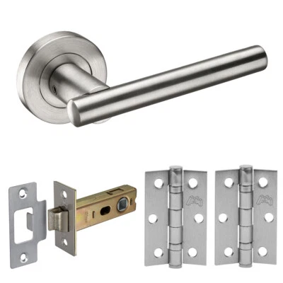 Brushed Stainless Steel Internal Door Handle Pack - Latch Door Handles & hinges - Image 1 of 4
