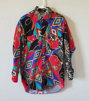 Vintage Duke Western Wear Aztec Southwestern Shirt Size M Cowboy Retro 80s 90s - Image 1 of 4