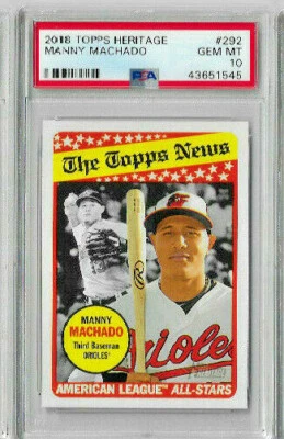 2018 Topps Heritage Manny Machado The Topps News PSA 10 - Image 1 of 2
