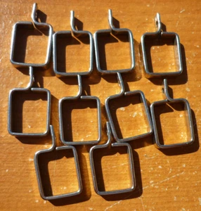 (10) Vintage 1/2" Silver  Chrome Square Swing Arm Curtain Rod Rings W/ Eyelets - Picture 1 of 4