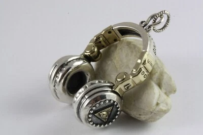 Grande Massonica Massoni Cuffie Headphones Ciondolo IN Argento 925 Argento / 488 - Immagine 1 di 4