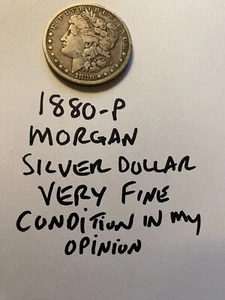 1880-P Morgan Silver Dollar , Very Fine condition in my opinion - Picture 1 of 9